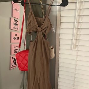 Brown Midi Charolette Russe Dress. Size S/M